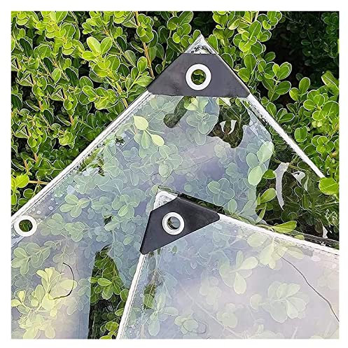 Transparente Plane Mit Ösen Nach Maß, Abdeckplane Reißfeste Wetterfeste Aus 420g/m² PVC Material, Strapazierfähige Schutzplane Für Balkon, Terrasse, Gartenmöbel, Grill, Pflanzendach, Regenschutz(2.4x6
