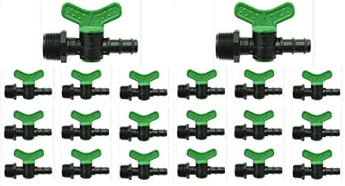 Magazzini GM VALVOLA FILETTATA, Raccordi per Sistema di irrigazione Tubo Ala gocciolante,disponibili anche Manicotto,Tee,Presa a Staffa,Tappo,Gomito,Gancio, per Tubi da 16mm (20,Valvola Filettata)