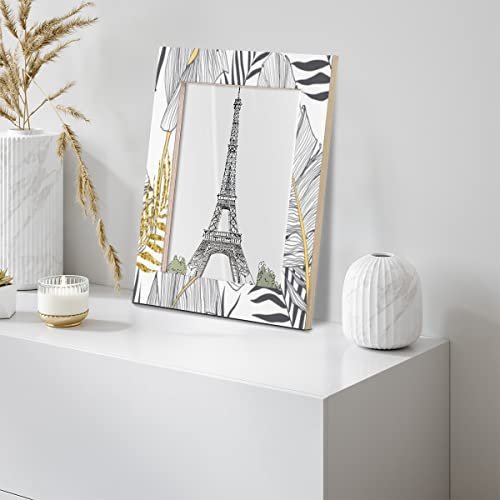 Cadre photo en bois massif avec motif feuilles de palmier tropicales - 20,3 x 25,4 cm - Affichage transparent pour décoration murale et de table avec crochets de suspension pré-installés