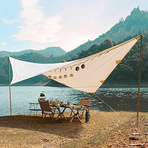 SLDAGe Camping Zeltplane, 4x5m Reißfest Camping Tarp, 3-4 Personen Schutzplane Zeltplanen, Ultraleicht Wasserdicht Zeltplane für Hängematte Camping Wandern Picknick Reisen Outdoor Aktivitäten