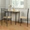 DORAFAIR Esszimmer-Set mit Esstisch und 2 Stühlen aus Buchenholzmaserung, Schwarze Metallbeine, für Esszimmer, Küche, Wohnzimmer
