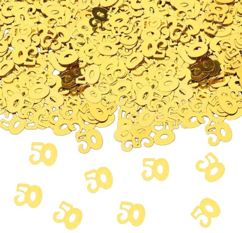 GoldRock Konfetti 50. Geburtstag Deko Gold - 500 Stück Tischdeko für Mann und Frau, Streudeko, Konfettikanone zum Jubiläum
