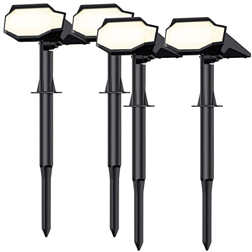 Luminea LED Gartenstrahler: 4er-Set High-Power-Solar-LED-Gartenspots, 650 lm, IP65, warmweiß (Solarstrahler außen, Gartenbeleuchtung Solar, Gartenleuchte Standleuchte)