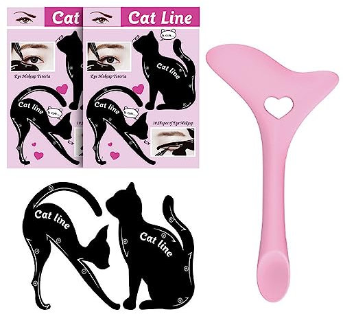 1 Pcs Silicone Eyeliner Tool Eyeliner Winged Aid Tool Reusable Eyeliner Winged Aid and 2 Pcs Cat Eyeliner Stencils for Women Girls Beginners Makeup Artists