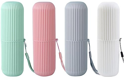 ANNCHILIO 4 Stück Zahnbürsten Etui Reise Set, Tragbar Zahnbürstenhülle, Zahnputzbecher Reisen, Zahnbürsten Etui Kinder, Zahnbürste Reiseetui, für Camping im Freien, Reisen und Geschäftsreise