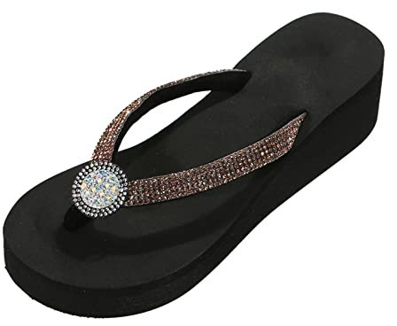 Ciabatte da bagno da donna, da spiaggia, da donna, colore: Bright Diamond Fashion Home Thick Bottom Slippers, oro rosa, 37 EU