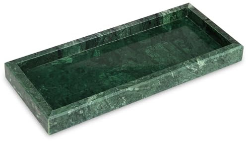 HESHIBI Marble Bathroom Vanity Tray,Luxury Natural Stone Small Decorative Tray,Soap Dispenser Dresser Top Perfume Home Kitchen Toilet Tank Sink Tray for Soap Bottles, Key Trinket Ring Tray(Green)