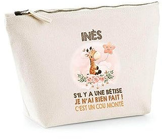 Trousse INES Cou Monté Girafe | Pochette Enfant Mignonne Toilette Maquillage Idée Cadeau pour Jeune