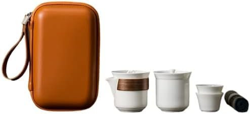 Tragbare Reise Keramik Teekanne Set, 1 Topf 2 Tassen Chinesische Handgemachte Porzellan Teekanne Tasse Set mit Tragbare Tasche, B