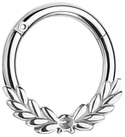 Taffstyle Piercing Ring Septum Tragus Helix Ohr Nase Lippe Nasenpiercing Nasenring Ohrpiercing Intimpiercing Segment Clicker Scharnier mit Lorbeere Silber