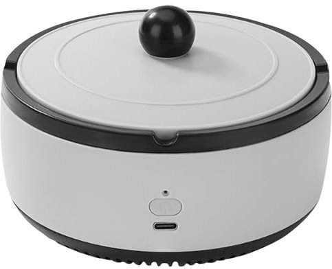 Smokeless Ashtray for Cigarettes, 2 in 1 Air Purifier Ashtray Trays Indoor Smoke Removing Ashtray with Lid Portable Ashtrays Electric Ash Tray for Home Office, Grey