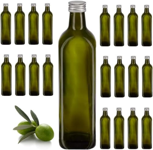 12 Bottiglie Per Olio aceto E Liquore 500 ml - Marasca Vuote In Vetro Scuro Uvag Quadre con Dosatore Olio Salvagoccia e Tappo Ermetico - Made In Italy - Uso professionale e domestico