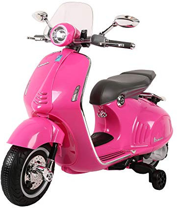 Vespa Kinder Elektroroller, Elektro Kinderroller ab 18 Monaten, Kindermotorrad Elektrisch, Elektrofahrzeuge 1x35W, 3km/h (Rosa)