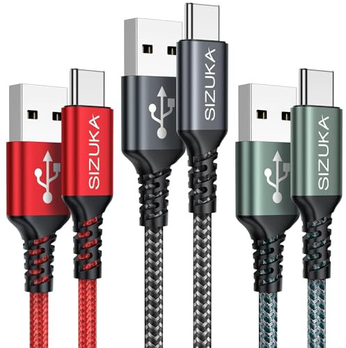 Cable USB C [3Pack 1M] Carga Rápida 3.1A Cargador Tipo C Nylon Para Samsung Galaxy S22 S21 S20 S10 S9 S8 A71 A51 Note 20 10, Xiaomi Google