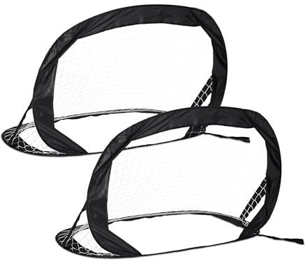 Relaxdays Pop Up Tore 2er Set, Faltbare Fußballtore für den Garten, HBT: 80x120x85 cm, Kindertore mit Tasche, schwarz