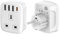 Double Dragon 20W Fast Charging 5-in-1 UK to EU Travel Adapter | 3 USB-A & 1 USB-C Ports | Converts UK 3 PIN Plug to European 2 PIN Plug in Spain, France, Portugal, Germany, Greece, Italy, Sweden, etc