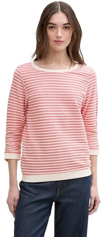 TOM TAILOR Denim Damen 1039980 Sweatshirt, 37366-Red White Structure Stripe, 36