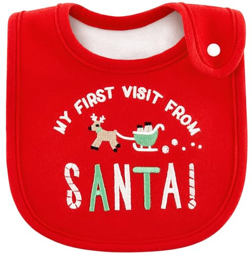 SATINIOR Weihnachts Babylätzchen Es Ist Mein Erstes Weihnachten Baby-Fütterlätzchen Erste Weihnachtsgeschenke für Babys für Jungen Mädchen Babys Neugeborene Kleinkinder (Neuheit)