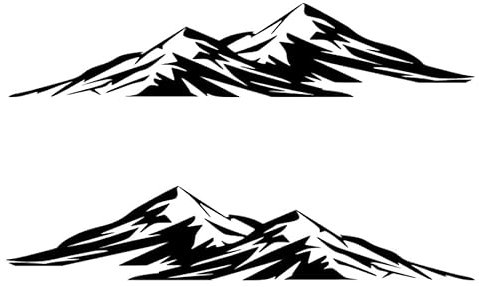 2 x Berg Aufkleber in verschiedenen Größen und Farben (SM1/14) (schwarz matt, je 100 x 20 cm)