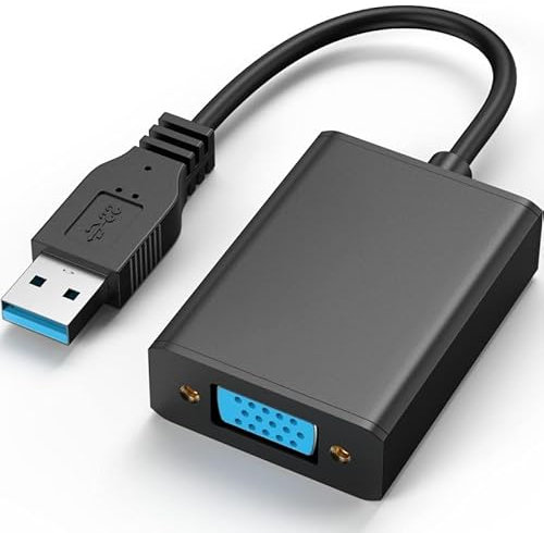 Adaptador convertidor USB Macho 3.0/2.0 a VGA Hembra 1080p para Pantalla múltiple en PC portátil