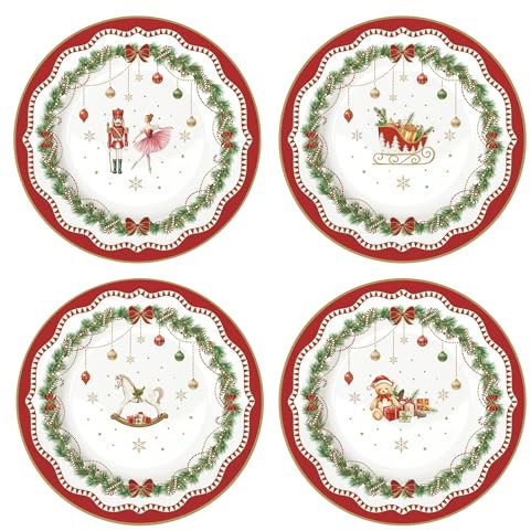 Easy Life MNOE1100 Lot de 4 assiettes Magie de Noel 19 cm