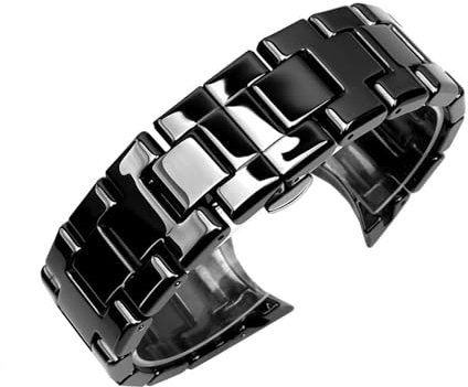 hoosouk Keramik-Uhrenarmband für Armani AR1451 AR1452 AR1400 AR1410, Schmetterlingsverschluss, 22 mm, 24 mm(AR1400,24mm)