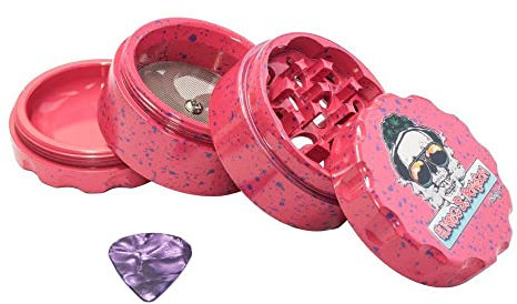 Vastu Hunter S 60mm 4 Part Grinder Hot Pink with Purple Splashes with Pluck Cleaner