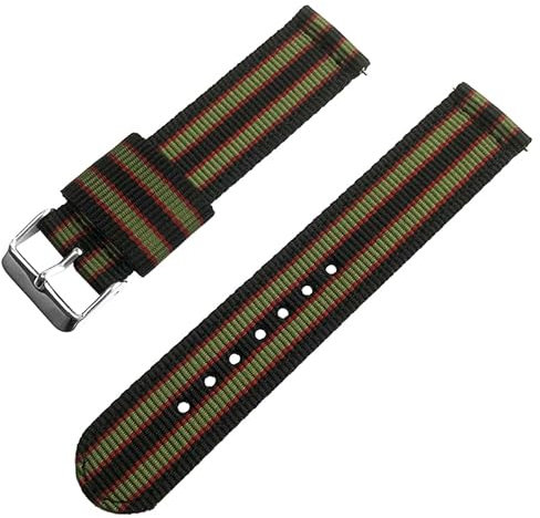 Natos.com - Zweiteiliges Unisex Leinwand wie NATO-G10-Uhrenarmband mit Edelstahl-Metallschließe auch für smartwatch - grün - 22 mm