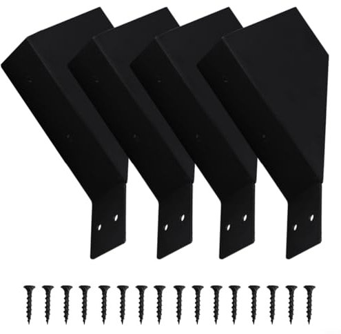 FUANA 2/4 Stück Pergola-Halterungen, Pergola-Winkelstützverbinder, 45 Grad Winkel, Halterung, schwarze Pergola-Winkelhalterungen für Pavillons, Garagen, Baumhäuser, Terrassen (4 Stück)