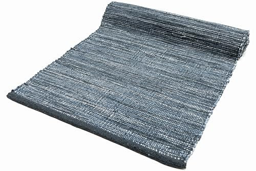 Casa Service Reno Tappeto Cotone Lavabile Bagno Cucina Antiscivolo Lavabile in Lavatrice (Grey, 50x180 cm)