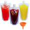 25Pack Clear Drink Pouches for Festivals - 250ml Drink Bags with Caps & Funnel Refillable Drink Pouches Reusable Alcohol Liquor Juice Bags Beverage Bags Plastic Hip Flask for Parties, Picnic, Travel