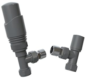 TRV Thermostatic Radiator Valves Anthracite 15mm x 1/2 Angled Valve Suitable for Most Central Heating Taps