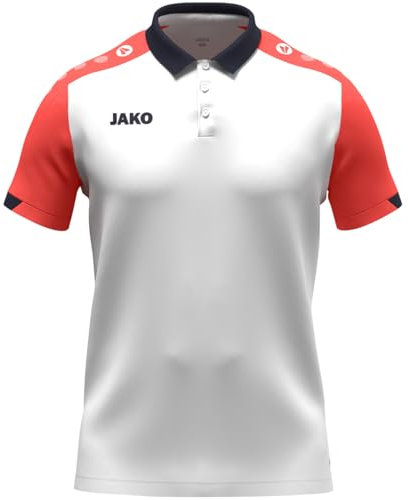 JAKO Unisex Poloshirt Dynamic, weiß/Coral/Marine, XL