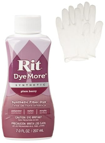 Rit DyeMore Synthetische Flüssigfaserfarbe, Einzelpackung mit Kunststoffhandschuhen für Kleidung, Dekoration und Handwerk, Pflaumenbeere
