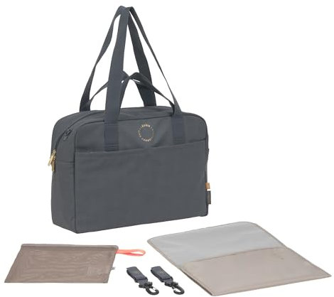 LÄSSIG Baby Wickeltasche mit Tragegriff und Wickelunterlage, Kinderwagenbefestigung, wasserabweisend/GRE Everyday Bag anthracite