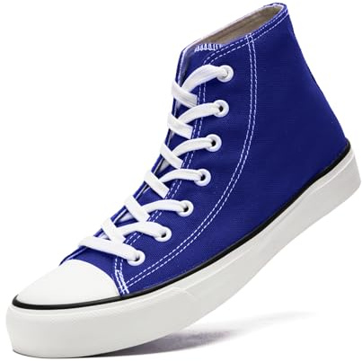 sharllen High Top Trainers Women Canvas Sneakers Ladies Lace Up Canvas Shoes for Men Women Plimsolls Pumps Casual Tennis Shoes(Blue 255)