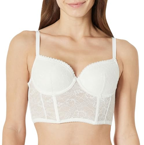 Amazon Essentials Women's Padded Underwire Long-Line Bustier Bra, Stretch Lace