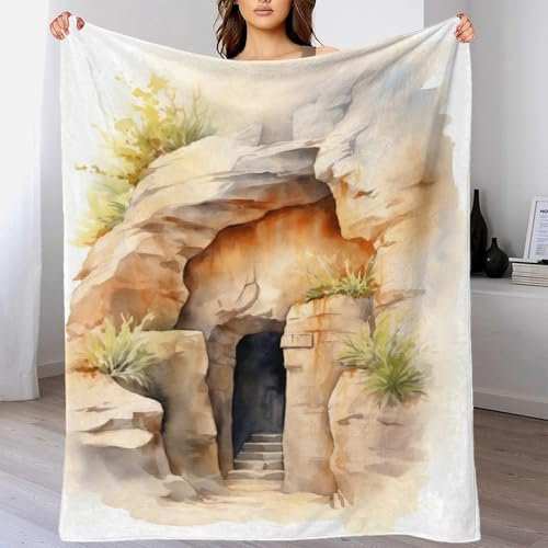 3D-Druck „Das Grab ist leer“, flauschig, weich, vielseitige TV-Flanelldecken, Warmer Poncho, Schal, Umhang für Bett, Couch, Reisen, 180 x 200 cm