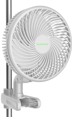 Vivoverdant 6-Zoll Growzelt Clip-Ventilator mit automatischer Oszillation, 11W leiser EC-Motor 32dB, 330 CFM Luftstrom für Indoor-Pflanzen, 10 Geschwindigkeiten, stabiler Clip für 15-30mm Stangen