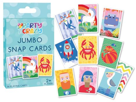 Happium Jumbo-Snap-Kartenspiel für Kinder – 36 große, bunte illustrierte Karten, Vereinsbildungsspiel für Jungen und Mädchen ab 3 Jahren, lustiges Familienspiel für Reisen