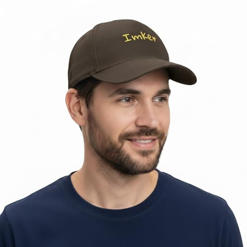 Imkado Imker Baseball Cap, Dunkelbraun mit Gelber Stickerei, Verstellbare Snapback Kappe für Freizeitaktivitäten, Atmungsaktive Baumwolle