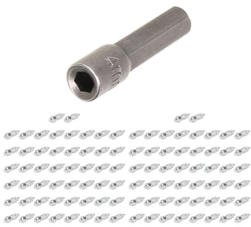 Lawnoval 100 Stück Hartmetall-Reifenschrauben, 12 x 4 mm, rutschfeste Nägel für Auto, Motorrad, ATV-Reifen und Schneestiefel, mit Montagewerkzeug