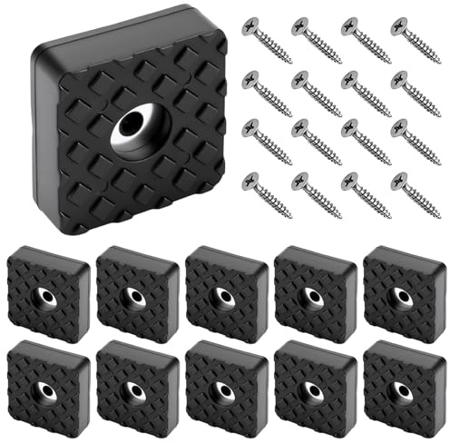 24 Pcs Tacos de Goma, Patas para Muebles, Patas de Goma AtornillablesPatas Mueble Cuadrados Antideslizantes Amortiguación para Pies de Silla Mesa, con Tornillos y Arandelas(30 x 10 mm)