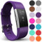Yousave Accessories Compatible Strap for FitBit Charge 2, Silicone Sport Wristband - (Large - Single Pack, Plum)