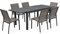 sweeek Alice's Garden - Table de Jardin Extensible Aluminium + 6 assises - Orlando Gris Taupe - Table en Aluminium 150/210cm. Plateau de Verre. rallonge et 6 chaises en textilène