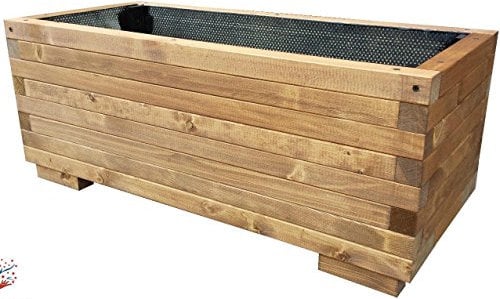 TOTAL WOOD 2012 Fioriera in Legno Portavaso Vaso per Piante con Catramina Interna 100x40x40 cm Impregnata Noce Scuro