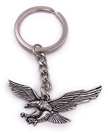 H-Customs Aigle Oiseau Hibou Griffon Porte-clés Pendentif en métal argenté