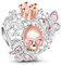 GNOCE 925 Sterling Silber Schädel Königin Charm mit Rosa CZ Steine von Schmetterlings,Schönheit des Todes'' Damen Charm passt für alle Armbänder und Halsketten