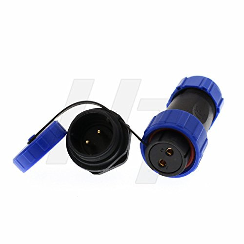 HangTon HE21 2 Pin Waterproof Connector 500V/30A, Quick Disconnect Female Cable Plug + Male Panel Mount Socket