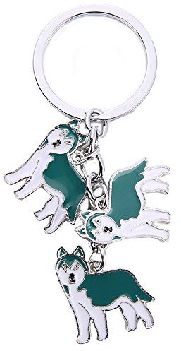 Dreamls Dogs ID Tag Schlüsselanhänger, hübsche DREI Haustier-Anhänger Metall Schlüsselanhänger Ring Handtasche Geldbörse Auto Schlüsselanhänger für Freunde Liebhaber, Blue Husky